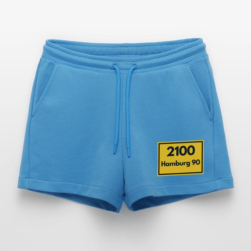 OLD POSTCODE POSTCODE RETRO 2100 HAMBURG 90 ALSTER Organic Relaxed Cropped Shorts Made in EU