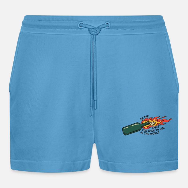 Flammende Flasche sei das Licht - Organic Relaxed Cropped Shorts Made in EU -  Sol Blue