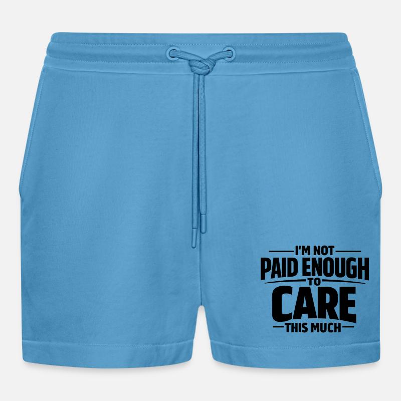 I don't care middle finger statement - Organic Relaxed Cropped Shorts Made in EU -  Sol Blue