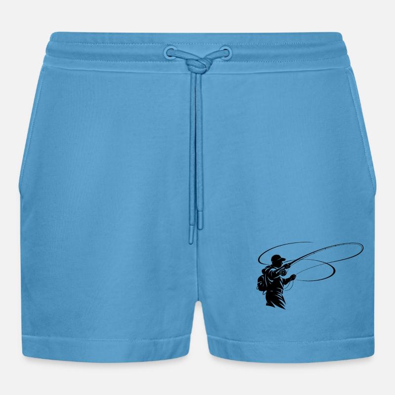Silhouette per la pesca a mosca – Design per pescatori - Pantaloncini corti ecologici casual Made in UE - Sol Blue