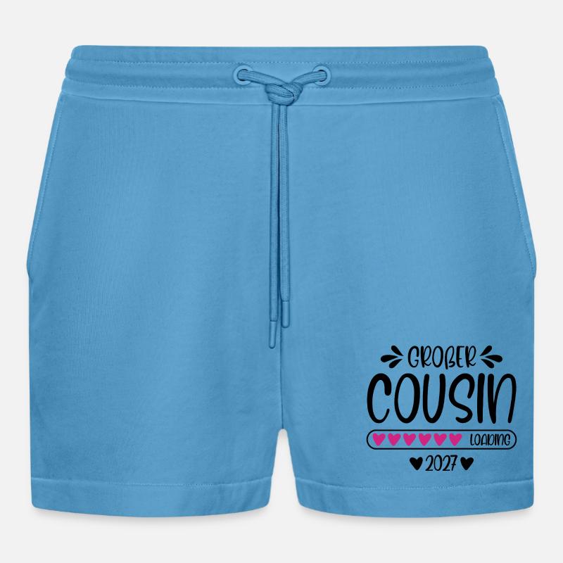 Großer Cousin 2027 loading Herzchen Ladebalken - Organic Relaxed Cropped Shorts Made in EU - Sol Blue