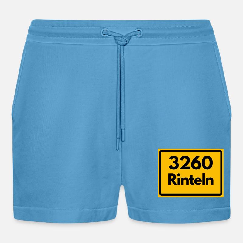 OLD POSTCODE RETRO 3260 RINTELN – WESER - Organic Relaxed Cropped Shorts Made in EU -  Sol Blue