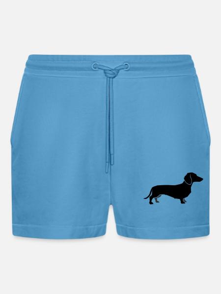 Dackel Hund Silhouette - Organic Relaxed Cropped Shorts Made in EU - Sol Blue