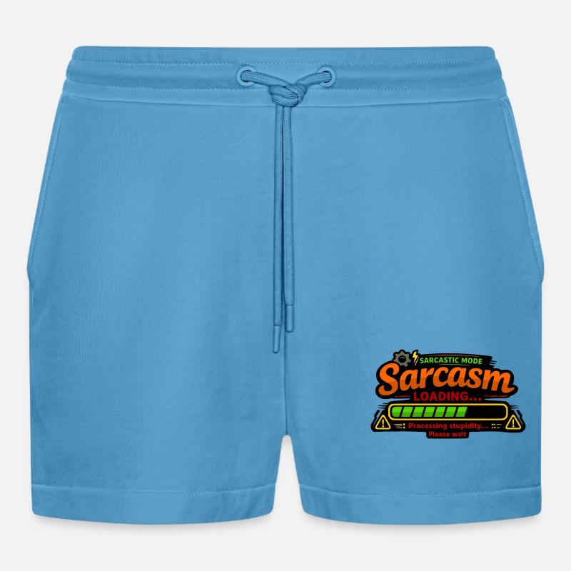 Sarcasm Loading – Processing Stupidity - Organic Relaxed Cropped Shorts Made in EU -  Sol Blue