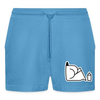 Looking For Cans - Organic Relaxed Cropped Shorts Made in EU -  Sol Blue - Vorne