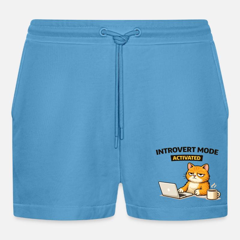Chat activé en mode introverti - Short bio décontracté court fabriqué en UE -  Sol Blue