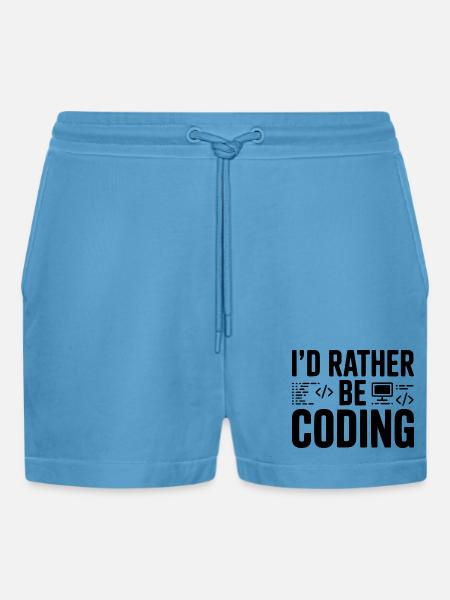 I'd Rather Be Coding - Organic Relaxed Cropped Shorts Made in EU - Sol Blue