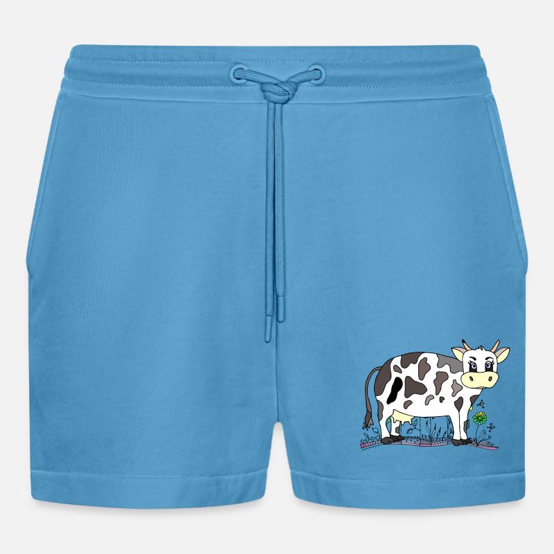 Cow - Organic Relaxed Cropped Shorts Made in EU -  Sol Blue