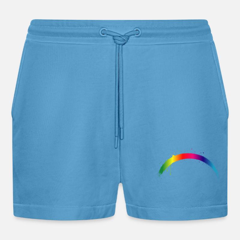Regenbogen Bogen Farbverlauf Splash Kunst - Organic Relaxed Cropped Shorts Made in EU -  Sol Blue