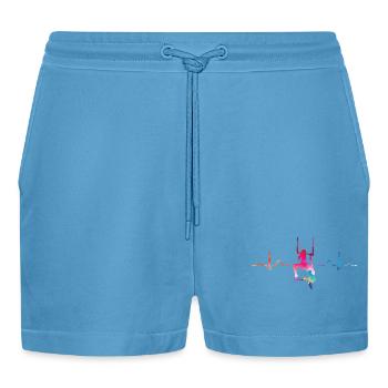 Aerialist Hearbeat EKG Cloud Swing Trapez - Organic Relaxed Cropped Shorts Made in EU -  Sol Blue - Vorne