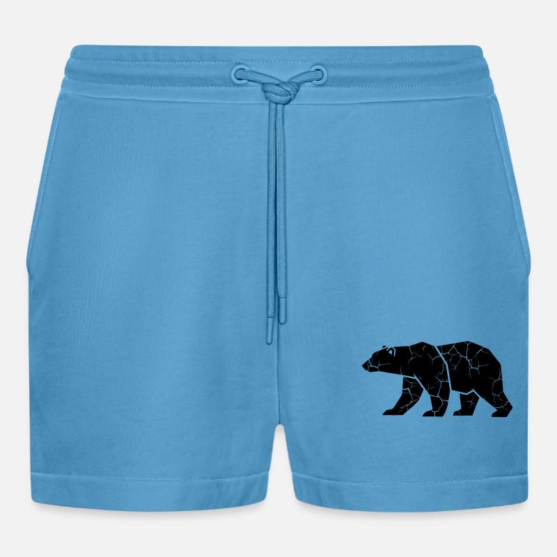 Bär Risse Grunge Silhouette - Organic Relaxed Cropped Shorts Made in EU -  Sol Blue