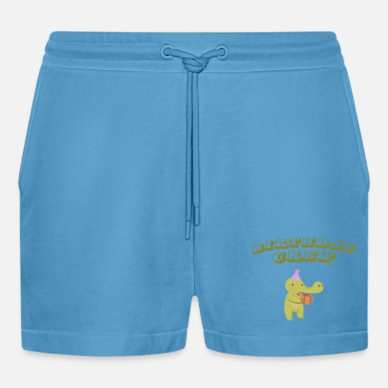 Birthday Crew - Organic Relaxed Cropped Shorts Made in EU -  Sol Blue