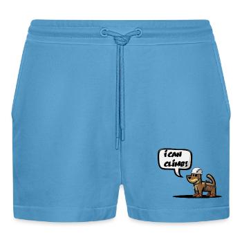 I CAN CLIMB! - Organic Relaxed Cropped Shorts Made in EU -  Sol Blue - Front