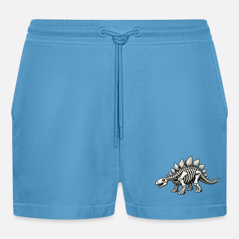 Stegosaurus Skeleton - Organic Relaxed Cropped Shorts Made in EU -  Sol Blue