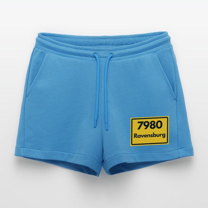 OLD POSTCODE ZIP CODE RETRO 7980 RAVENSBURG HEIMAT Organic Relaxed Cropped Shorts Made in EU