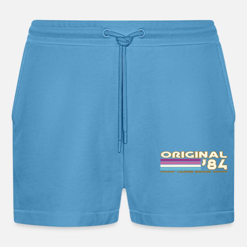 Originale 84 Pastellstreifen - Organic Relaxed Cropped Shorts Made in EU -  Sol Blue