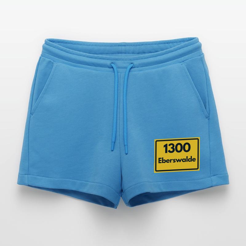 OLD POSTCODE ZIP CODE RETRO 1300 EBERSWALDE HEIMAT Organic Relaxed Cropped Shorts Made in EU