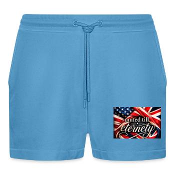 United Till Eternity Flags - Organic Relaxed Cropped Shorts Made in EU -  Sol Blue - Front