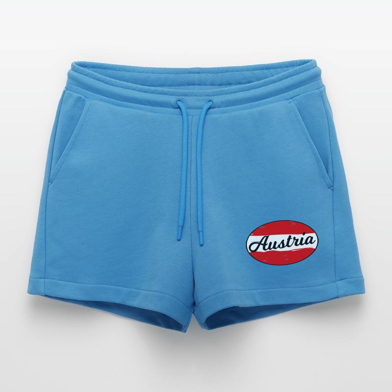 Austria Script Logo auf Rot Organic Relaxed Cropped Shorts Made in EU