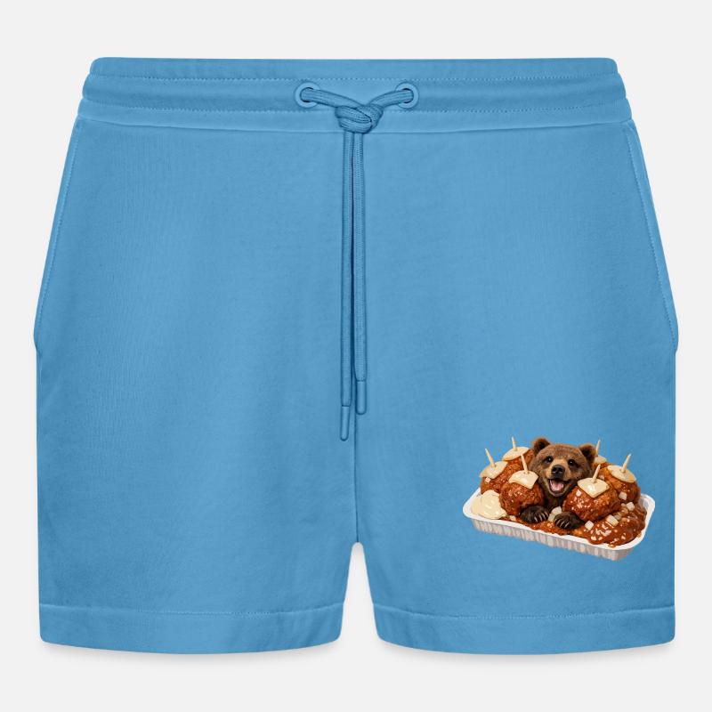Bear bite with bear - Organic Relaxed Cropped Shorts Made in EU - Sol Blue