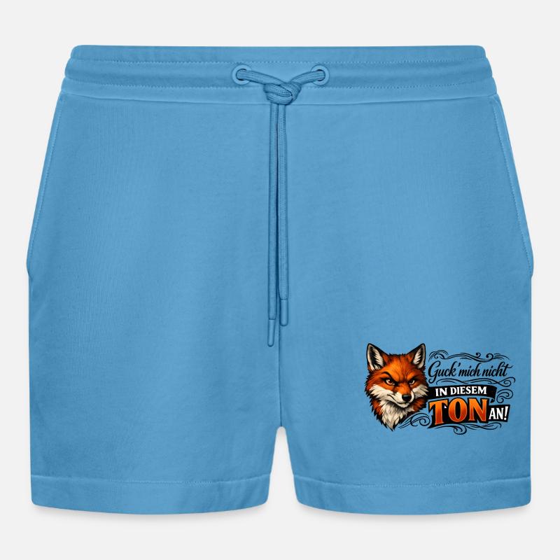 Fuchs freches Statement - Organic Relaxed Cropped Shorts Made in EU - Sol Blue