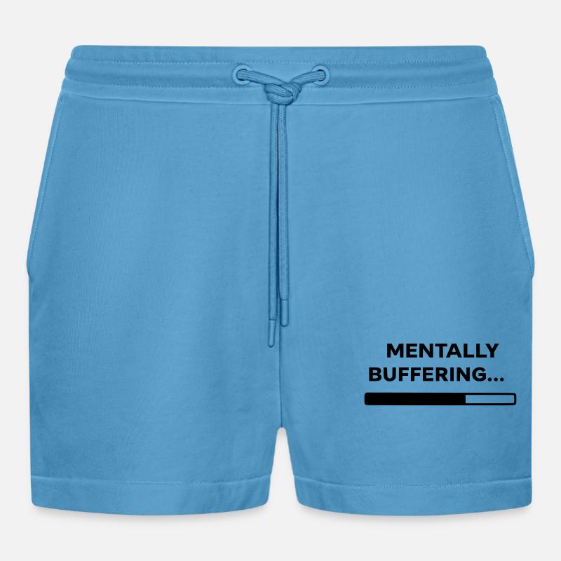 MENTALLY BUFFERING... | Minimal Loading Bar Design - Organic Relaxed Cropped Shorts Made in EU -  Sol Blue
