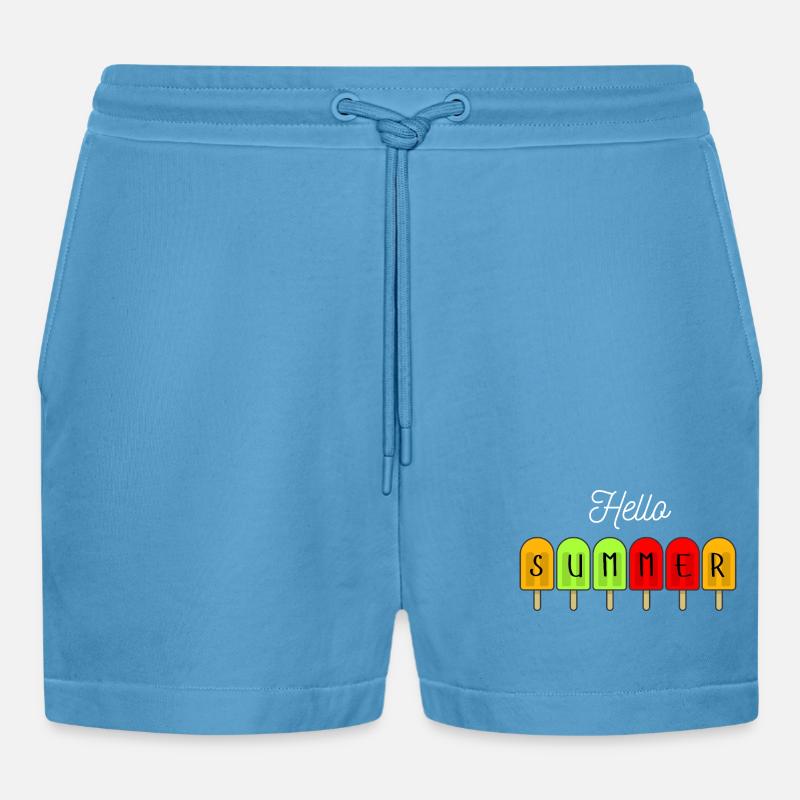 Hello Summer Popsicles - Organic Relaxed Cropped Shorts Made in EU -  Sol Blue