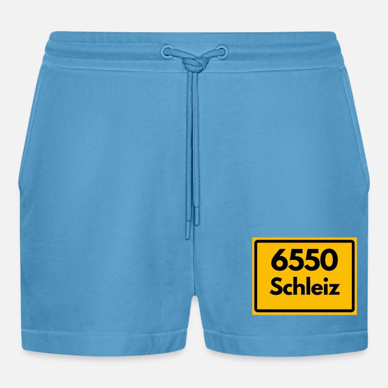 Alte Postleitzahl 6550 Schleiz, Thüringen, PLZ - Organic Relaxed Cropped Shorts Made in EU - Sol Blue