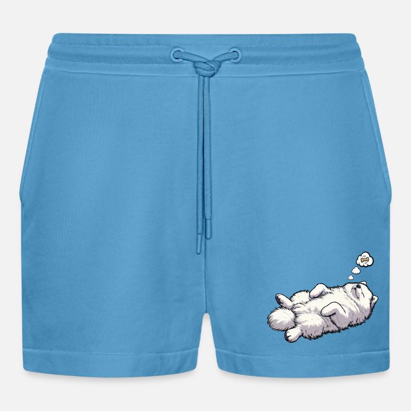 Samoyed Samoyed Owner Samoyed Lovers - Organic Relaxed Cropped Shorts Made in EU - Sol Blue