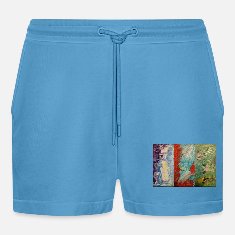 Flux de couleur triptyque - Short bio décontracté court fabriqué en UE -  Sol Blue