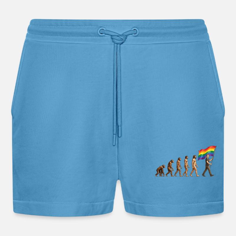 LGBTQ Pride Month - Pride Evolution - Organic Relaxed Cropped Shorts Made in EU -  Sol Blue
