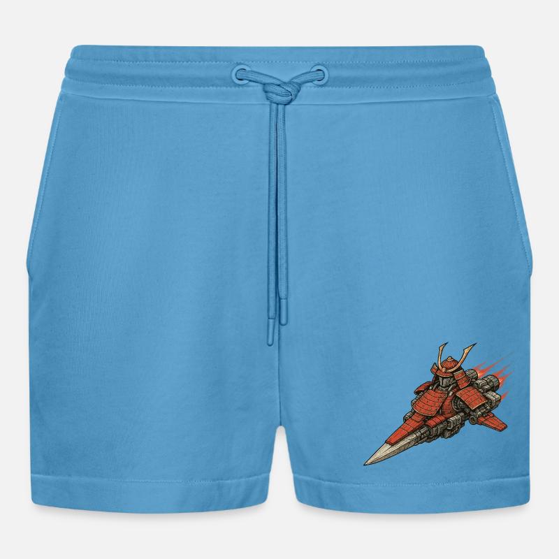 Samurai Raumschiff - Organic Relaxed Cropped Shorts Made in EU - Sol Blue