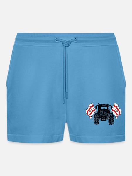 Drenthe_Tractor_Pride - Organic Relaxed Cropped Shorts Made in EU - Sol Blue