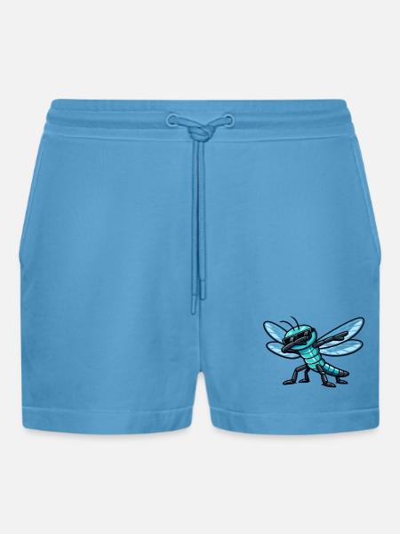 Dabbing Libelle - Organic Relaxed Cropped Shorts Made in EU - Sol Blue