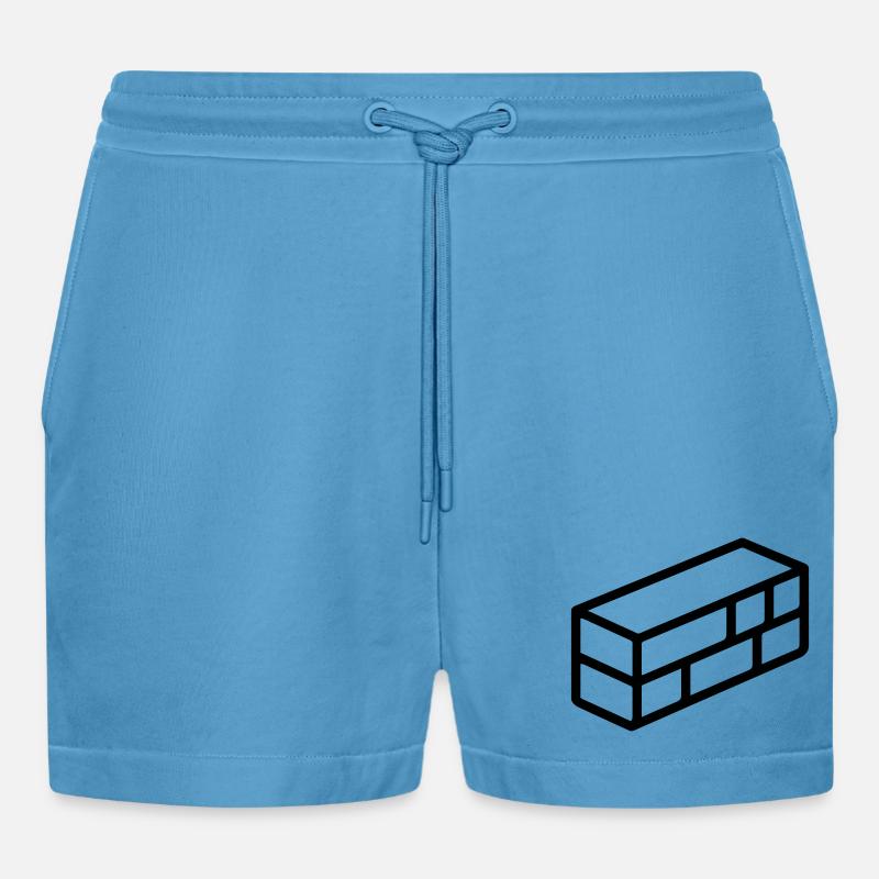 brick - Organic Relaxed Cropped Shorts Made in EU -  Sol Blue