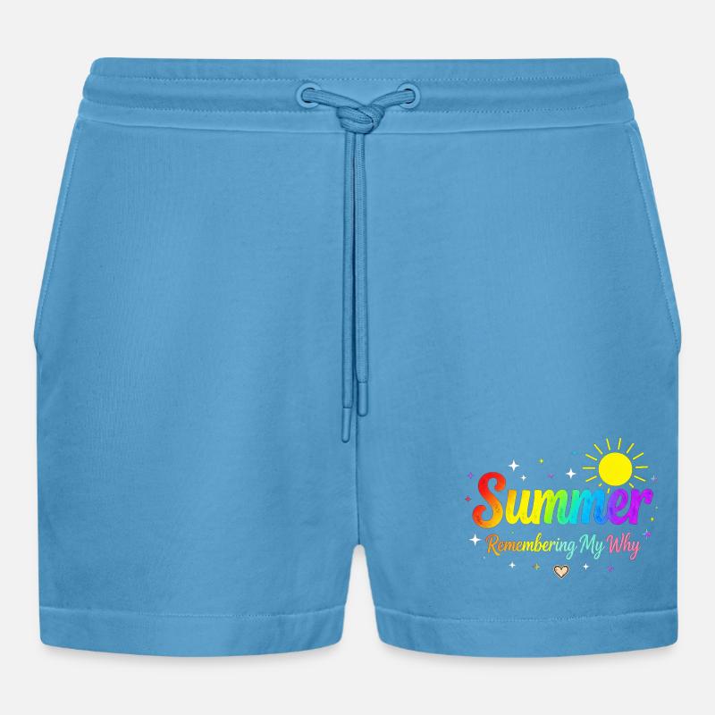 Summer Remembering My Why - Organic Relaxed Cropped Shorts Made in EU - Sol Blue