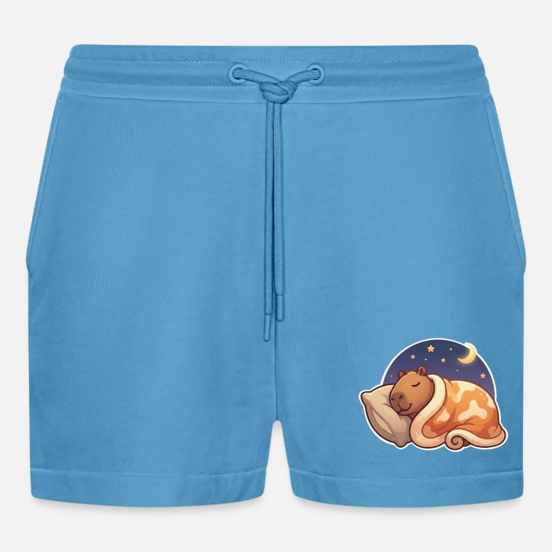 Capybara Sleeping - Short bio décontracté court fabriqué en UE - Sol Blue