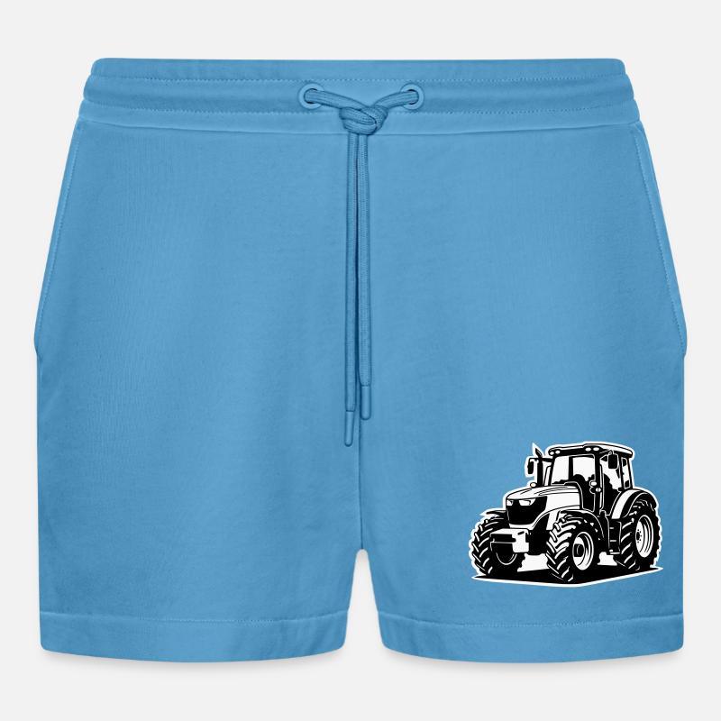 Traktor / Trecker / Schlepper (2-farbig) - Organic Relaxed Cropped Shorts Made in EU -  Sol Blue