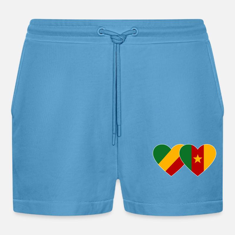 Drapeau du Congo Cameroun - Short bio décontracté court fabriqué en UE - Sol Blue