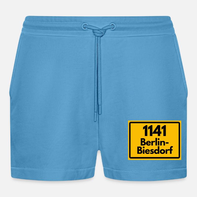 1141 BERLIN-BIESDORF DDR RETRO OSTALGIE - Organic Relaxed Cropped Shorts Made in EU -  Sol Blue