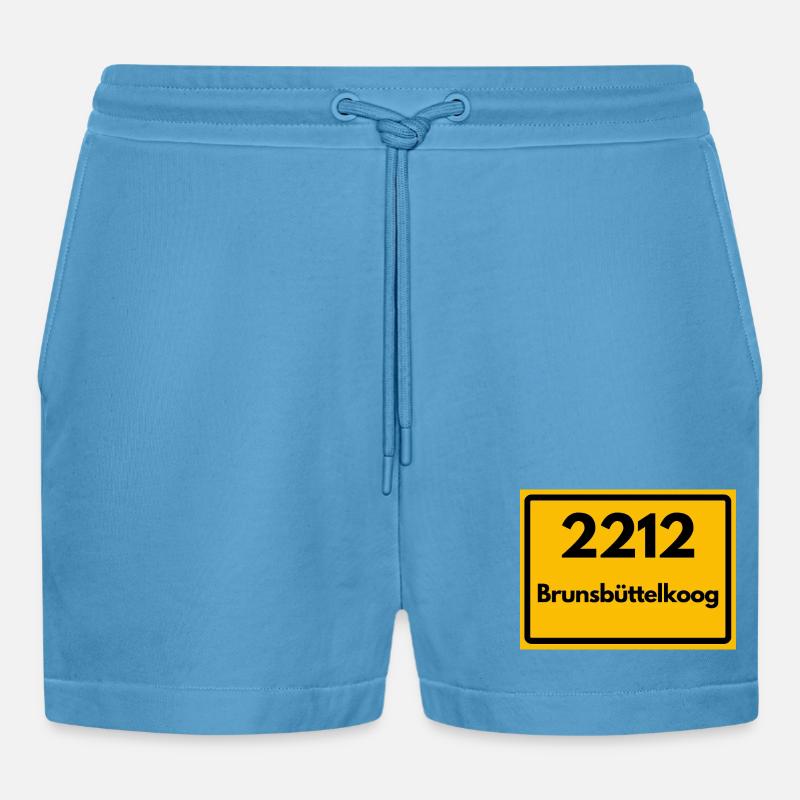 ALTE POSTLEITZAHL 2212 BRUNSBÜTTELKOOG - Organic Relaxed Cropped Shorts Made in EU -  Sol Blue