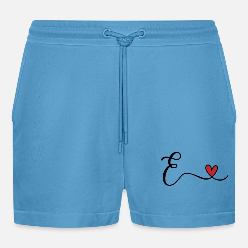 Monogramme de la lettre E - Short bio décontracté court fabriqué en UE -  Sol Blue
