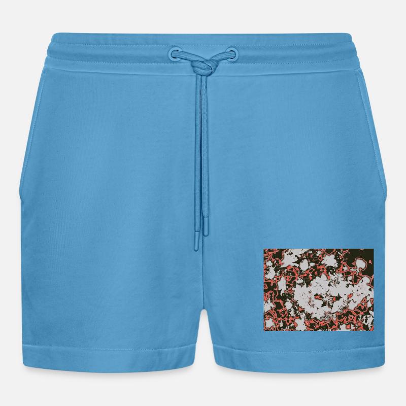 Red Nebula Abstract Pattern - Organic Relaxed Cropped Shorts Made in EU -  Sol Blue