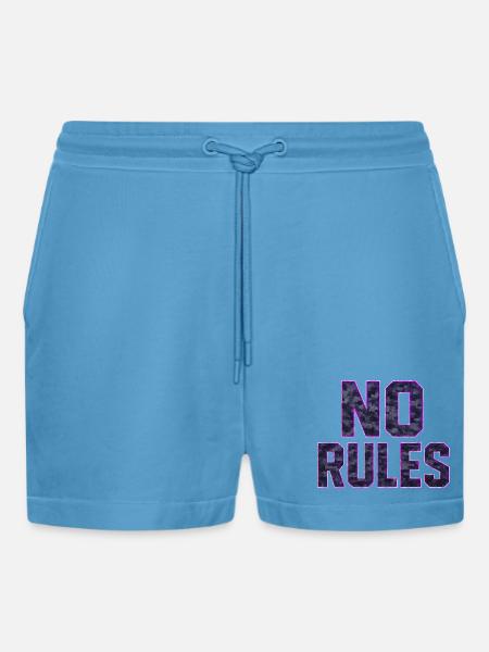 Camouflage Pattern Military No Rules - Organic Relaxed Cropped Shorts Made in EU - Sol Blue