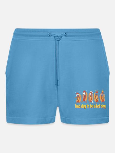 Hot Dog Dances: Bad Day - Organic Relaxed Cropped Shorts Made in EU - Sol Blue