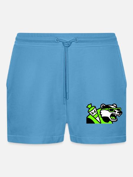 Badger Schoolbag Mascot - Organic Relaxed Cropped Shorts Made in EU - Sol Blue