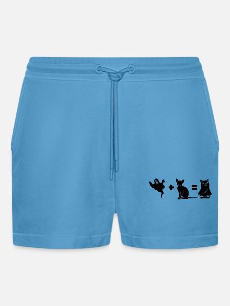 Funny Halloween Dog Ghost - Organic Relaxed Cropped Shorts Made in EU - Sol Blue