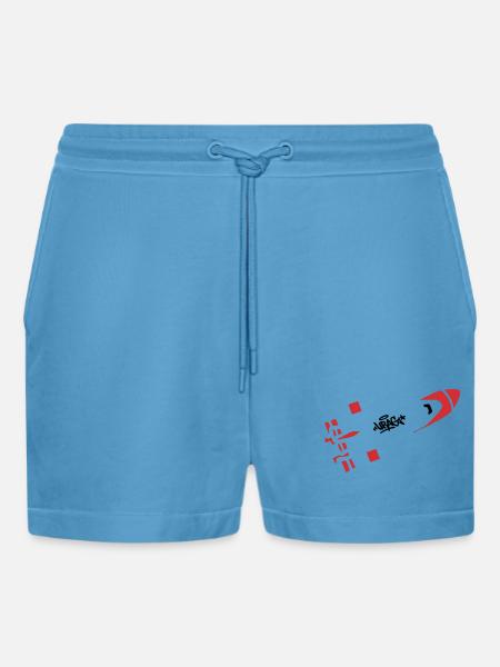 Red Rocket Graffiti Logo - Organic Relaxed Cropped Shorts Made in EU -  Sol Blue