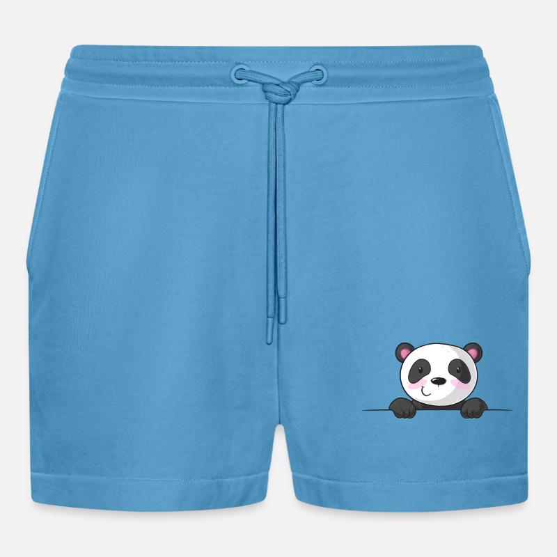 Spickender Comic Panda - Organic Relaxed Cropped Shorts Made in EU -  Sol Blue