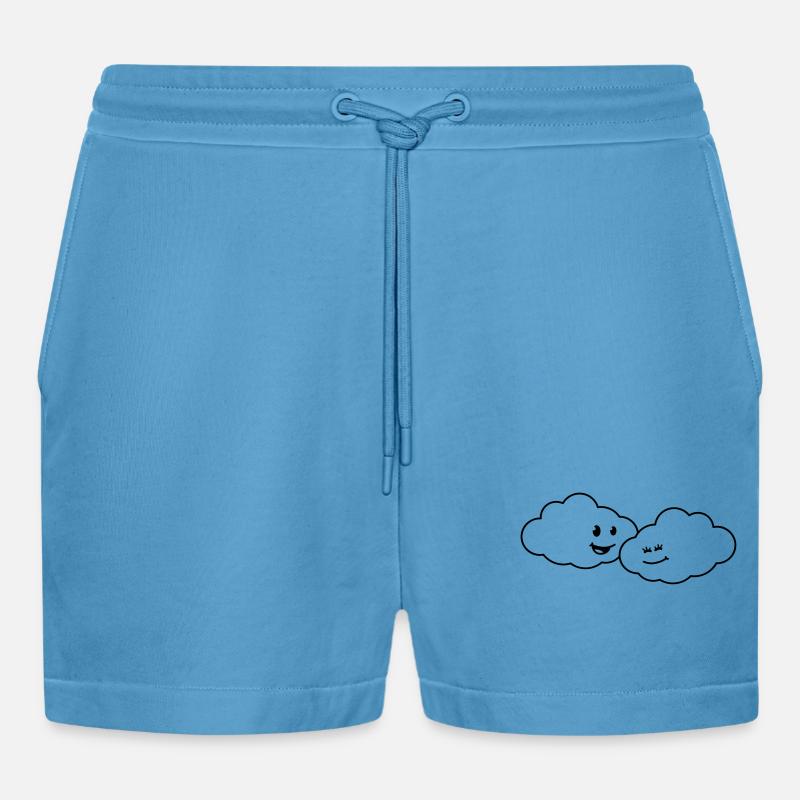 love_clouds - Organic Relaxed Cropped Shorts Made in EU -  Sol Blue